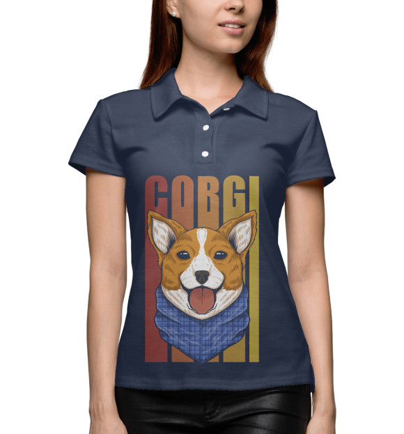 Женское поло с изображением CORGI цвета Белый
