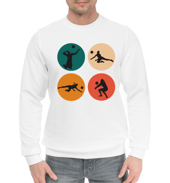 Мужской хлопковый свитшот с изображением Волейбол цвета Белый