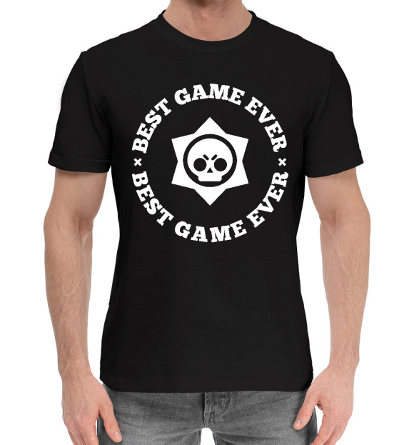 Мужская хлопковая футболка с изображением Brawl Stars Best Game Ever цвета Черный