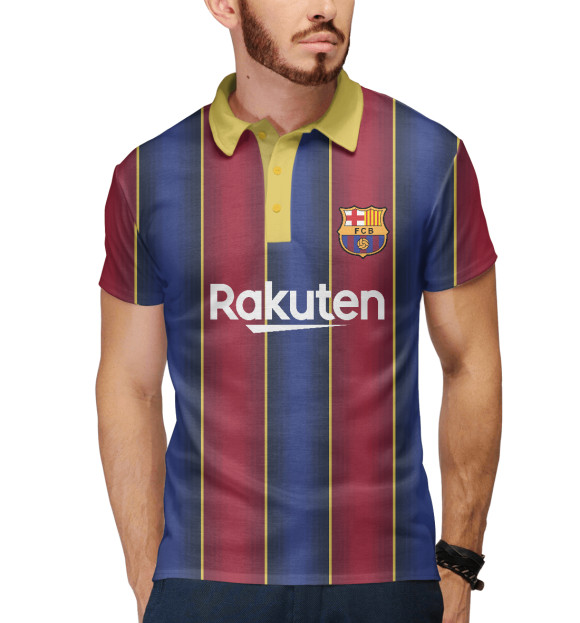Мужское поло с изображением Barcelona 2020/2021 Home цвета Белый
