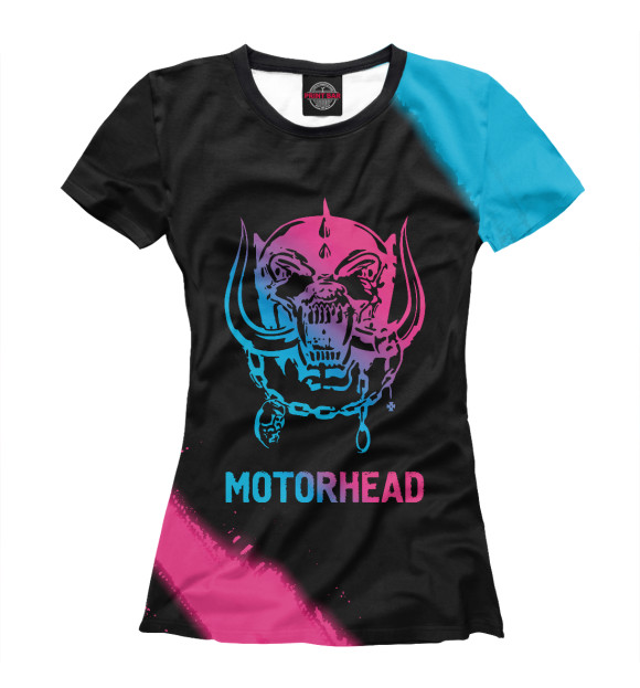 Женская футболка с изображением Motorhead Neon Gradient (colors) цвета Белый