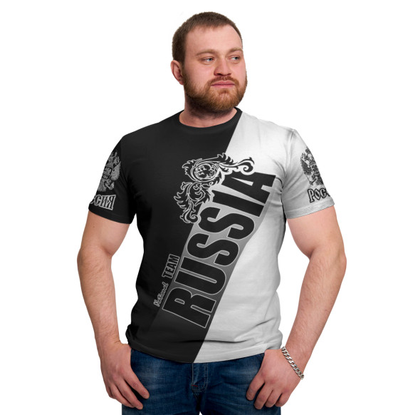 Мужская футболка с изображением Russia team цвета Белый