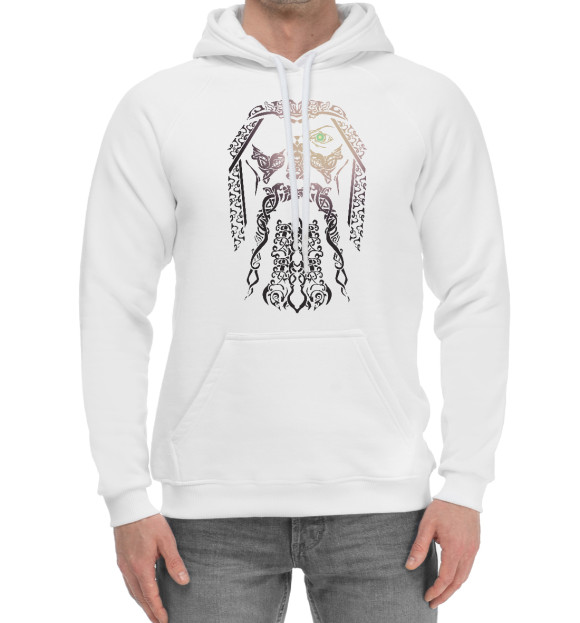 Мужской хлопковый худи с изображением Odin цвета Белый