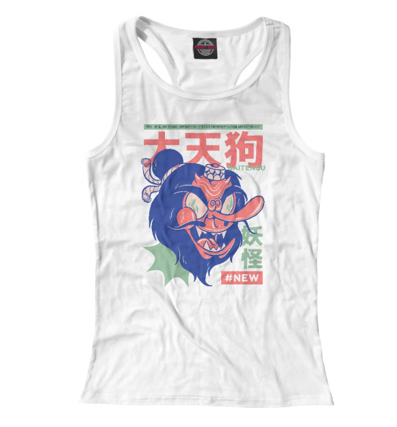 Женская майка-борцовка с изображением Даитэнгу ёкай цвета Белый