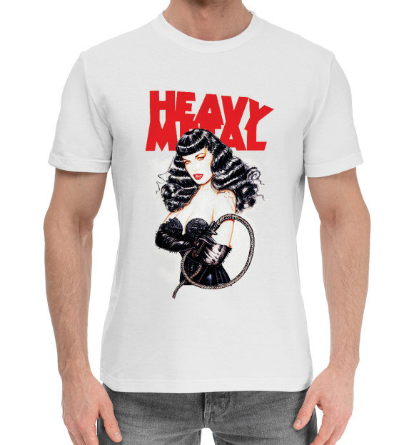Мужская хлопковая футболка с изображением Heavy Metal цвета Белый