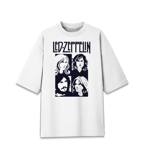 Женская футболка оверсайз с изображением Led Zeppelin цвета Белый