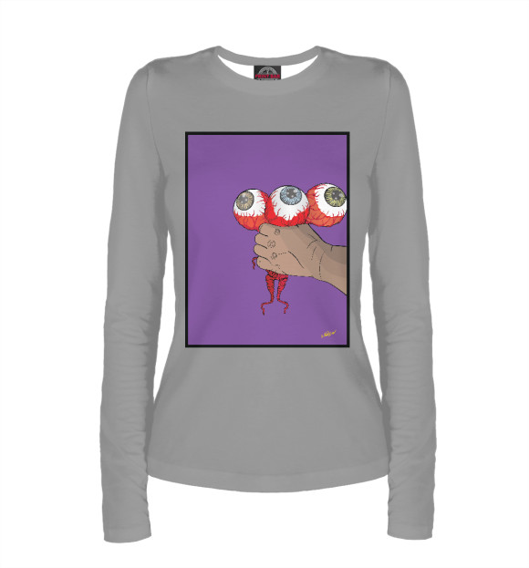 Женский лонгслив с изображением Букет из глаз цвета Белый