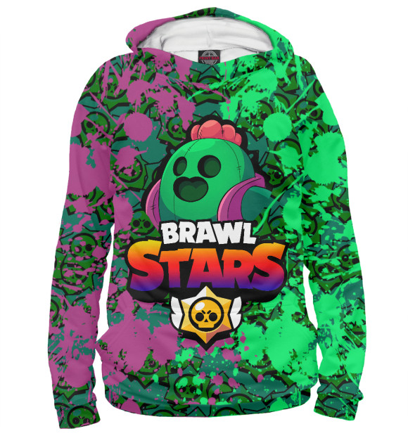 Мужское худи с изображением Brawl Stars Spike цвета Белый