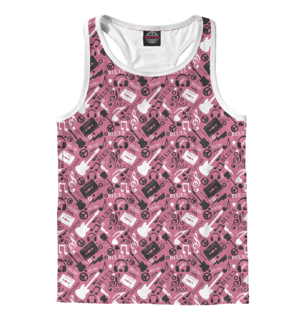 Мужская майка-борцовка с изображением Музыка цвета Белый