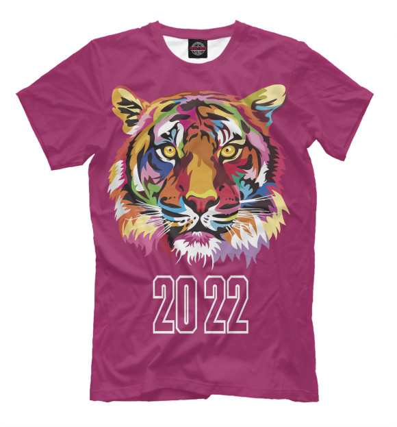 Мужская футболка с изображением Год тигра 2022! цвета Белый