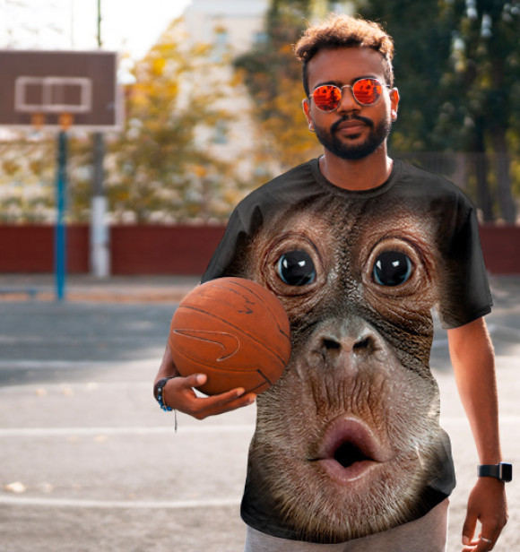 Мужская футболка с изображением Орангутанг цвета Белый