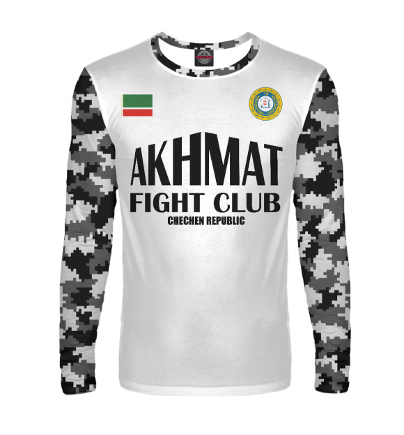 Мужской лонгслив с изображением Akhmat Fight Club цвета Белый