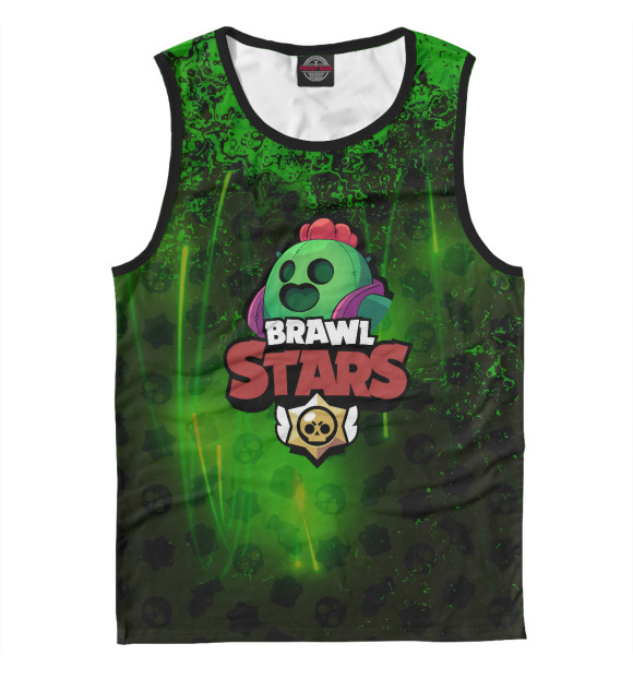 Майка для мальчика с изображением Brawl Stars: Spike цвета Белый