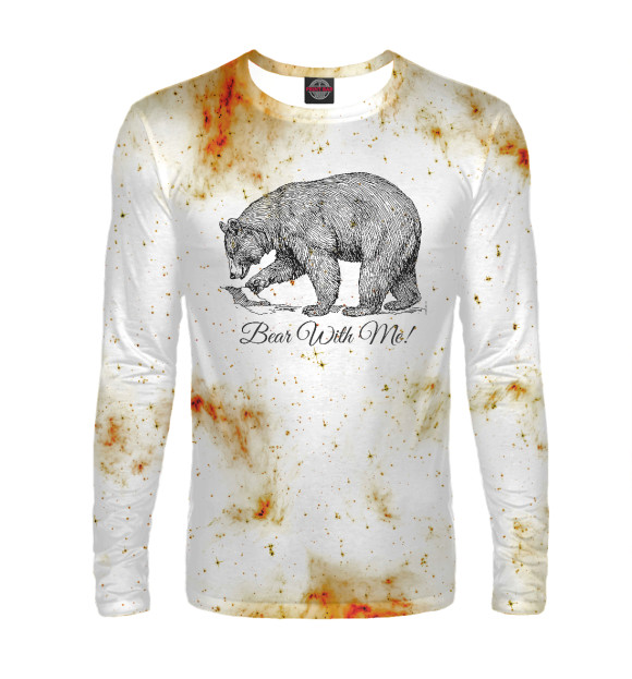 Мужской лонгслив с изображением Wild Bear цвета Белый