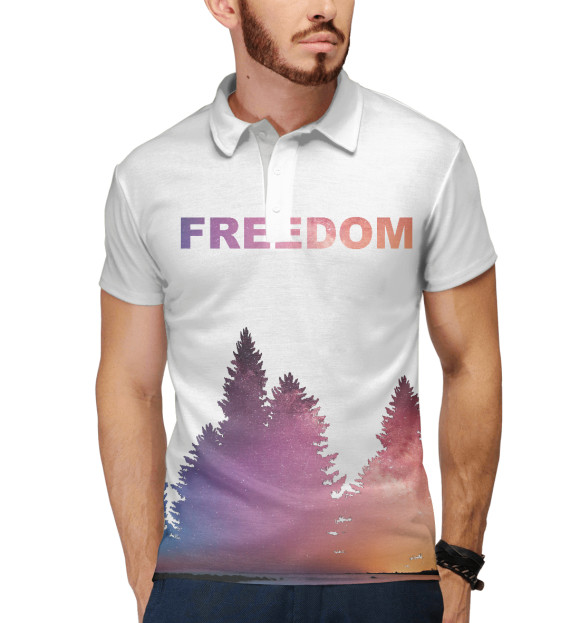 Мужское поло с изображением Freedom цвета Белый