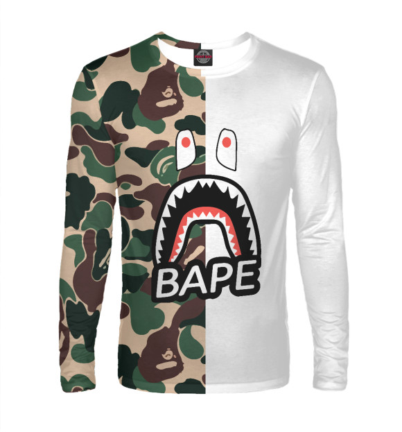 Мужской лонгслив с изображением BAPE цвета Белый