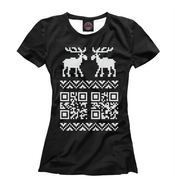 Футболка для девочек с изображением QR-Deer цвета Белый