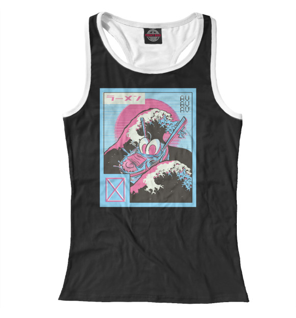 Женская майка-борцовка с изображением Vaporwave ramen цвета Белый