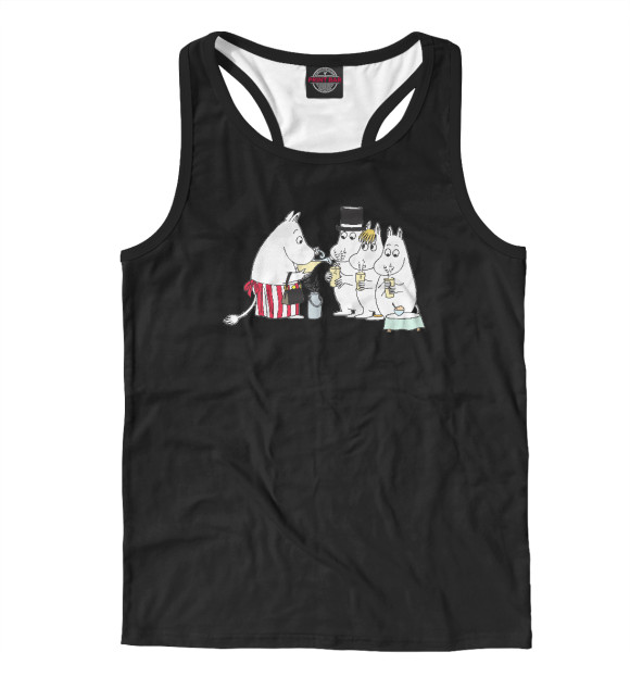 Мужская майка-борцовка с изображением Муми семья цвета Белый