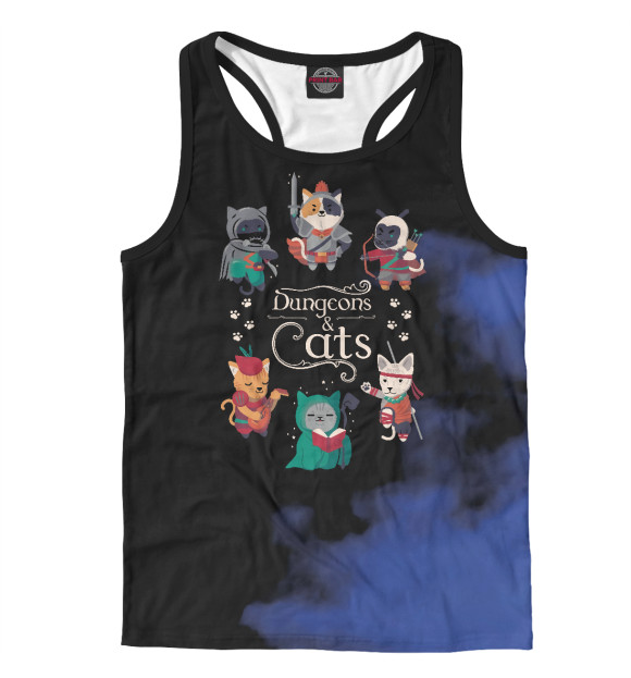 Мужская майка-борцовка с изображением Dungeons and cats цвета Белый