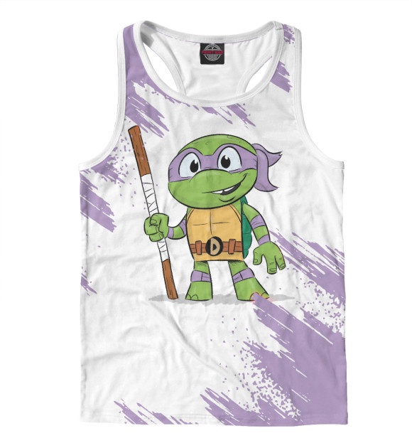 Мужская майка-борцовка с изображением Черепашки-ниндзя Донателло цвета Белый