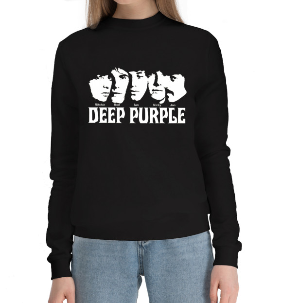 Женский хлопковый свитшот с изображением Deep purple цвета Черный