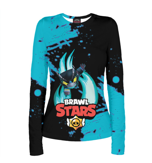 Женский лонгслив с изображением BRAWL STARS CROW цвета Белый