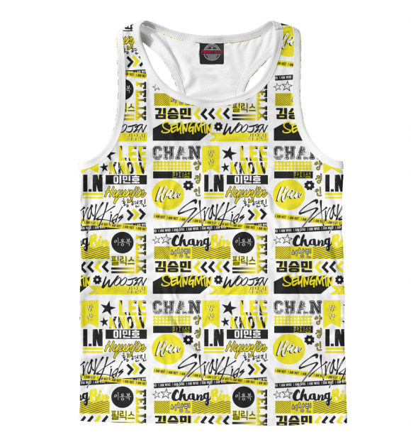 Мужская майка-борцовка с изображением Stray Kids цвета Белый