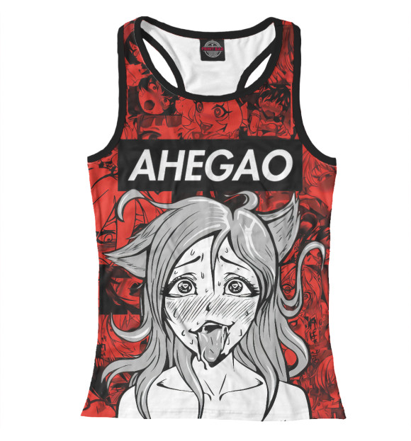 Женская майка-борцовка с изображением Ahegao цвета Белый