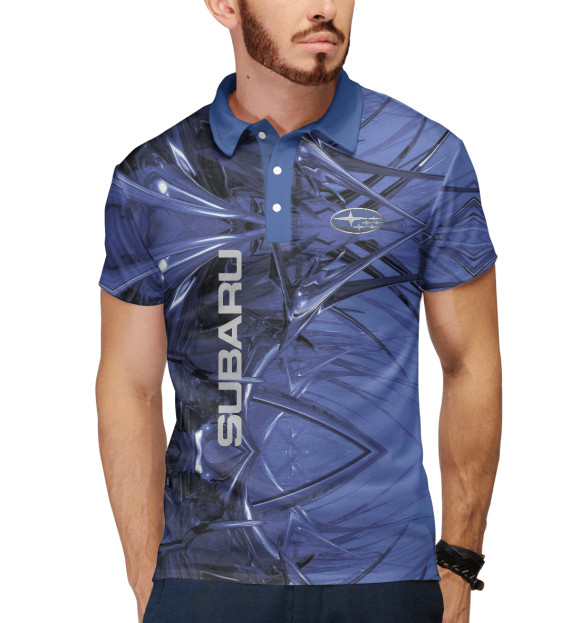 Мужское поло с изображением Subaru цвета Белый