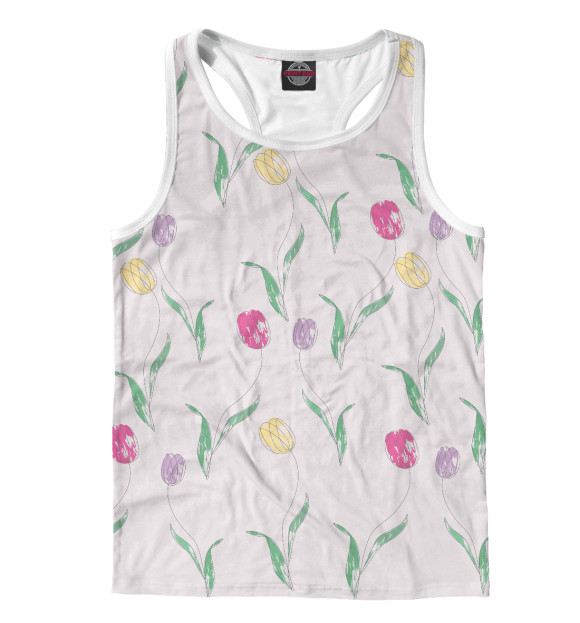 Мужская майка-борцовка с изображением Цвета весны цвета Белый