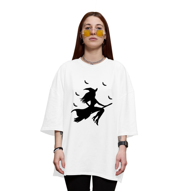 Женская футболка оверсайз с изображением Witch цвета Белый