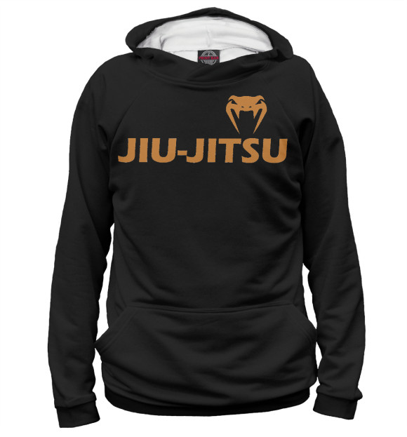 Мужское худи с изображением Jiu Jitsu Black/Gold цвета Белый