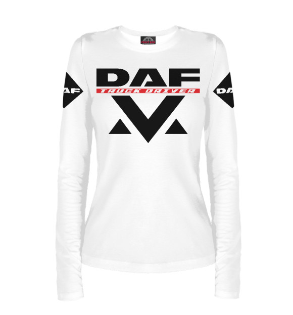 Женский лонгслив с изображением DAF \ Дальнобойщик цвета Белый