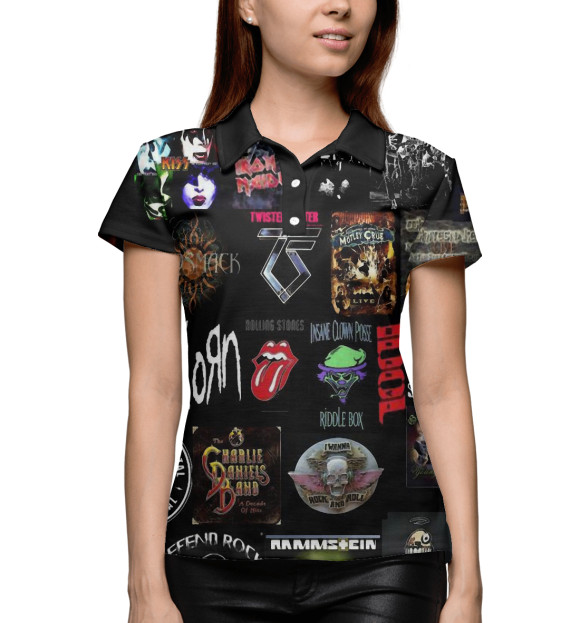 Женское поло с изображением Метал группы цвета Белый