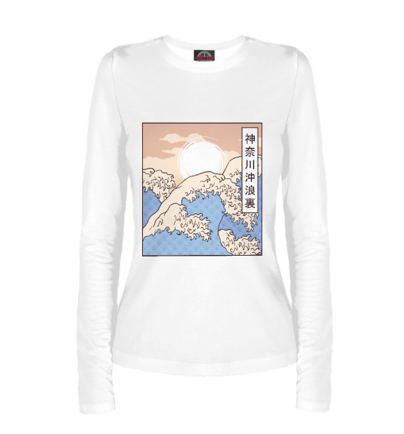 Женский лонгслив с изображением The Great Wave цвета Белый