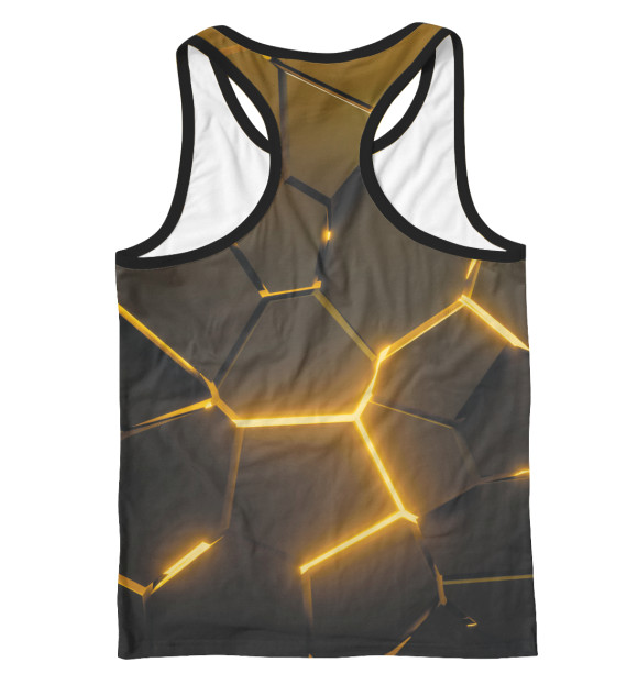 Мужская майка-борцовка с изображением Разлом золотых неоновых плит - геометрия цвета Белый