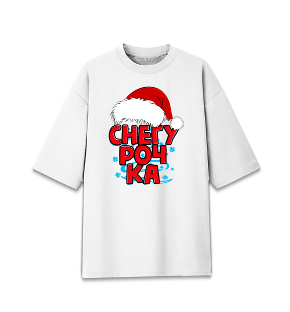 Женская футболка оверсайз с изображением Снегурочка цвета Белый