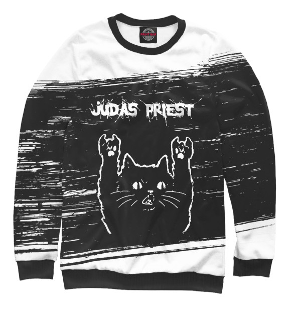 Мужской свитшот с изображением Judas Priest | Рок Кот цвета Белый