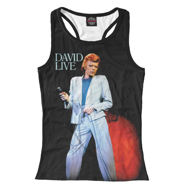 Женская майка-борцовка с изображением David Bowie цвета Белый