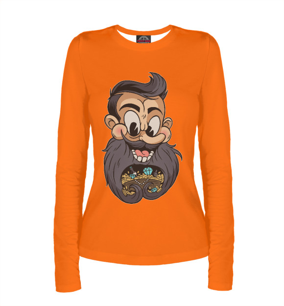 Женский лонгслив с изображением Борода сокровище цвета Белый