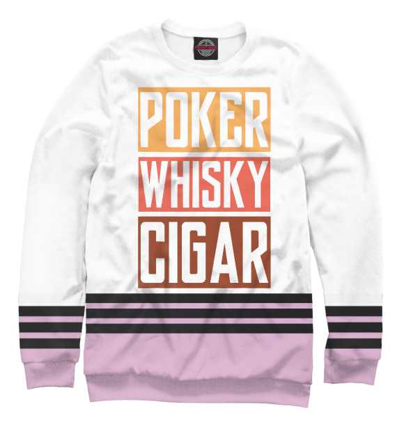 Свитшот для мальчиков с изображением Poker Whisky Cigar цвета Белый