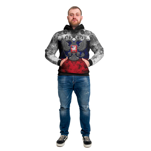 Мужское худи с изображением Герб цвета Белый