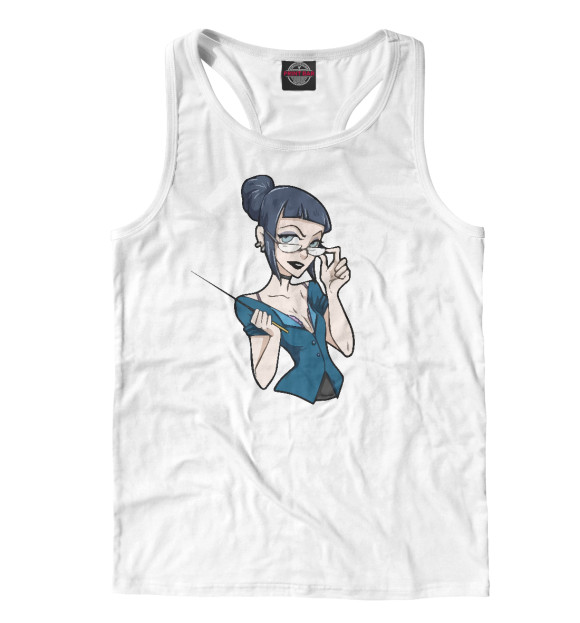 Мужская майка-борцовка с изображением Училка цвета Белый