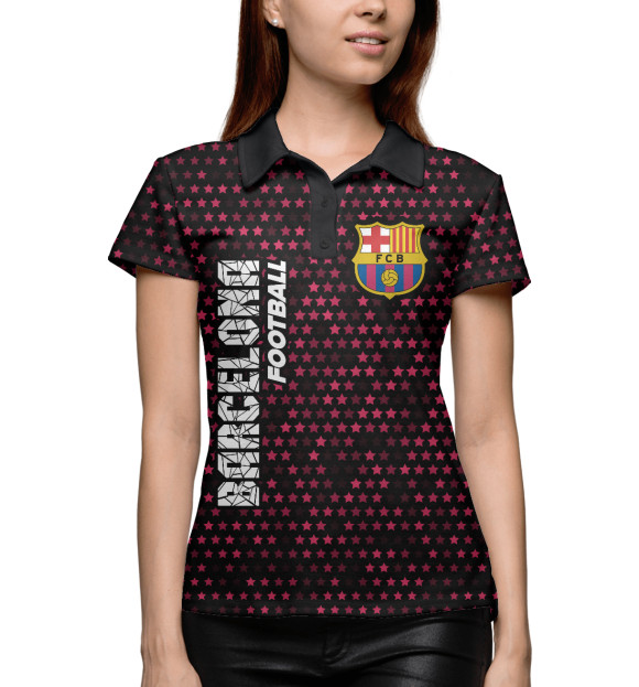 Женское поло с изображением Барселона | Barcelona Football | Космос цвета Белый