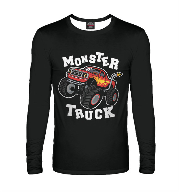 Мужской лонгслив с изображением Monster truck цвета Белый