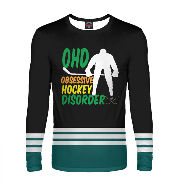 Мужской лонгслив с изображением OHD obsessive hockey цвета Белый