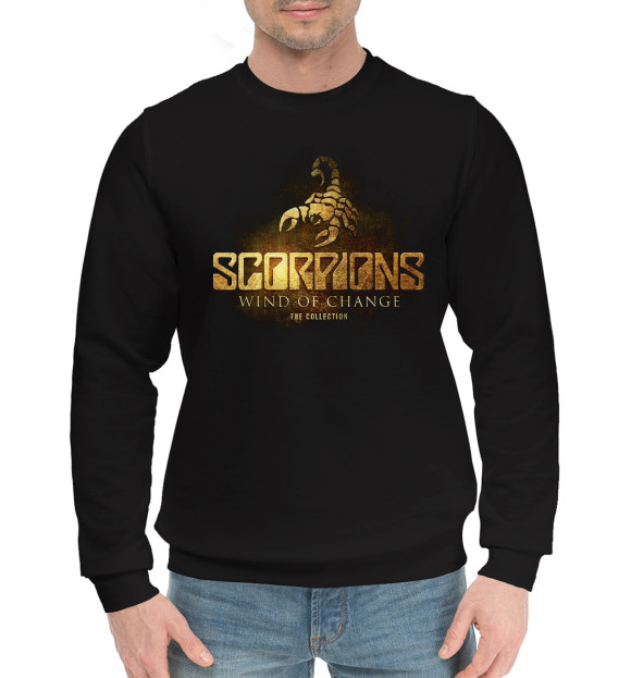 Мужской хлопковый свитшот с изображением Scorpions цвета Черный
