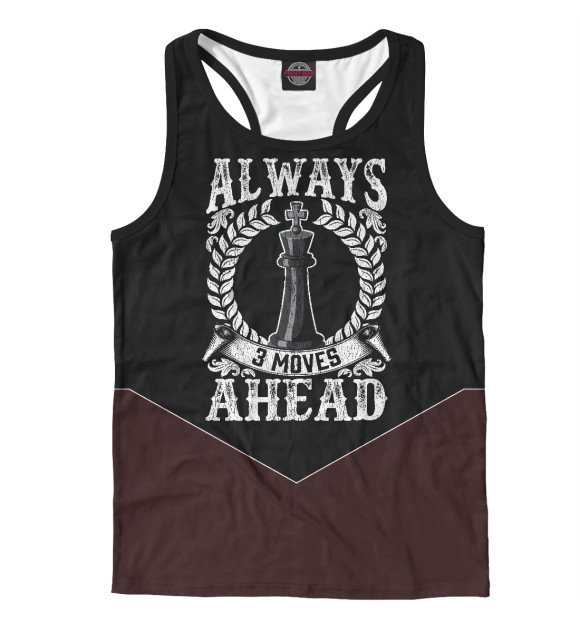 Мужская майка-борцовка с изображением Always 3 moves ahead цвета Белый