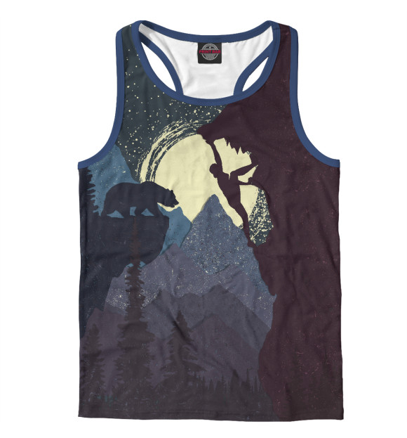 Мужская майка-борцовка с изображением Climb цвета Белый